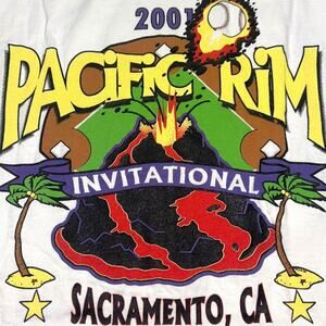 Vintage Y2K Pacific Rim Invitational 2001 Graphic T-Shirt Men’s L White Baseball